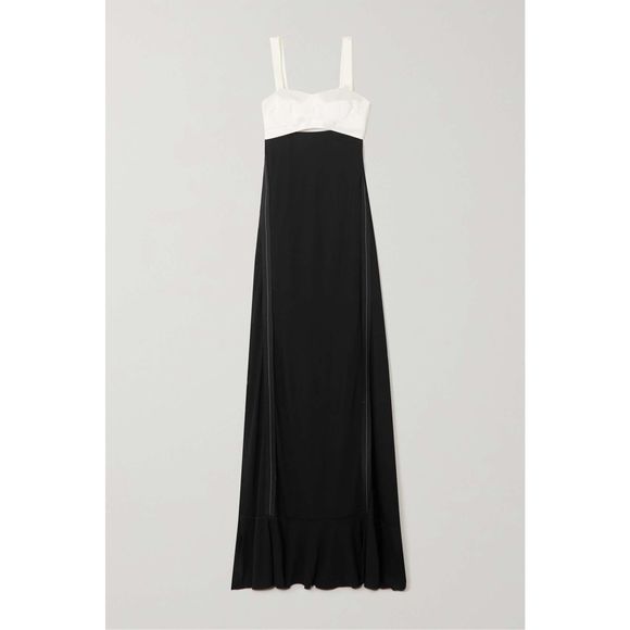 VICTORIA BECKHAM Cutout two-tone satin and crepe maxi dress